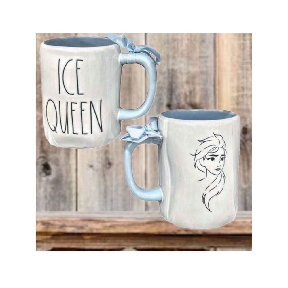 NWT Gorgeous Rae Dunn ICE QUEEN Elsa Blue & White Glossy Ceramic Frozen Mug